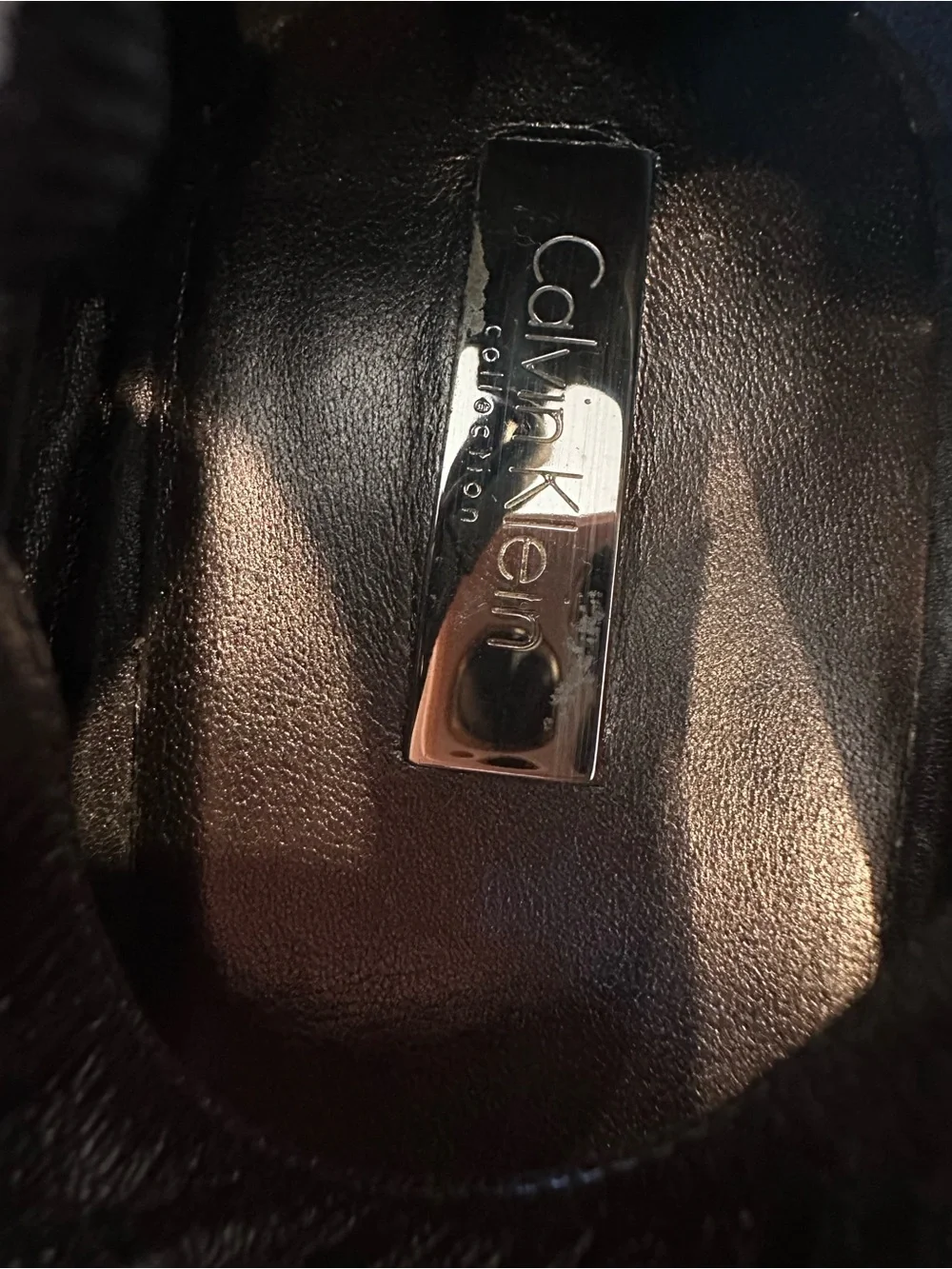 Calvin Klein Black Mary Jane Platforms with Metallic Silver Accents